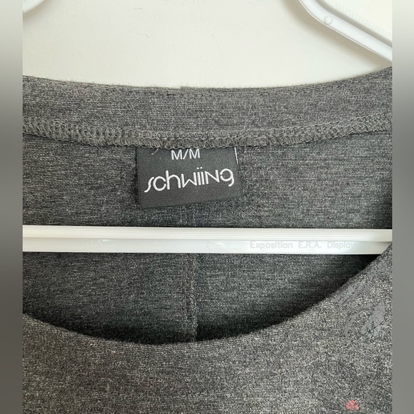 Schwiing Charcoal Gray Long Sleeve Dress with Red Accents size medium - Picture 4 of 6